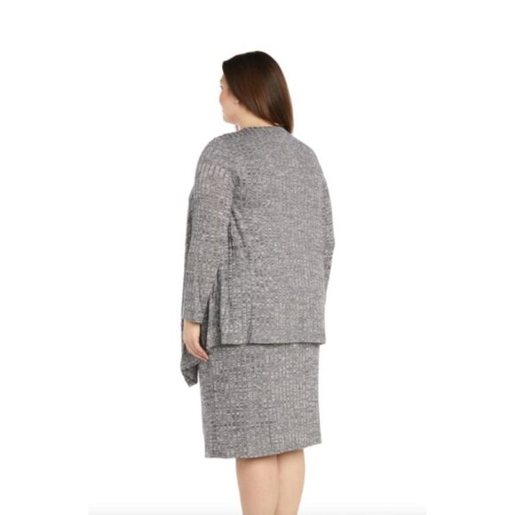 R&M Richards Womens Cascade Grey Knit Jacket Dress size 22w plus new $99 - Picture 6 of 14